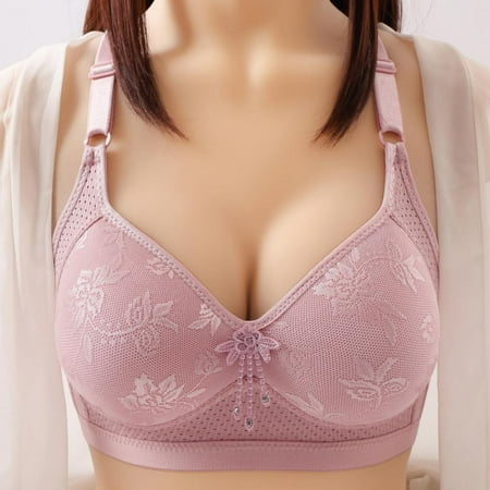 

Baywell Push Up Bras for Women Plus Size Floral Lace Bra Comfort Strap Full Coverage Bra Purple 38BC/85BC