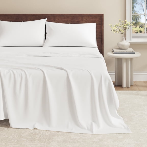 100% Organic Cotton Jersey Sheet Set - Soft, Breathable, Stretchy 3-Piece Bedding Set (Twin / Twin XL, White)