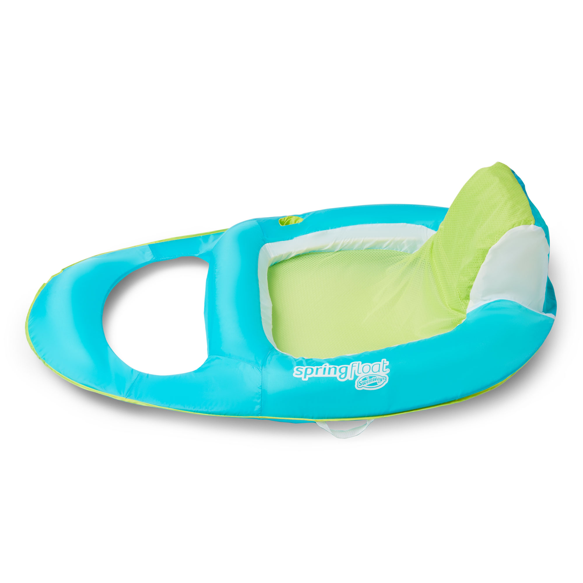 SwimWays Spring Float Swimming Pool Lounger Chaise Inflatable Floating Chair w/Cup Holder, Aqua & Lime - image 3 of 9