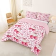thumbnail image 2 of Manfei Watercolor Cherry Bow Love Heart Queen Comforter Set, Cute Fruit Bedding Comforter Set for Girls Women, Pink Reversible, 3pcs, 2 of 6
