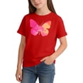 thumbnail image 4 of Spazoro Girls Graphic T-Shirts Tee, Butterfly Print Crew Neck Short Sleeve Cotton Casual Tops for Kids Red Size 6-8, 4 of 7