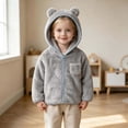 thumbnail image 6 of hengsof Toddler Boys Girls Hooded Fleece Jacket Long Sleeve Coat Cute Bear Hoodie Zip Up Fall Winter Warm Outwear with Pocket 1-5Y, 6 of 7