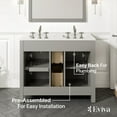 thumbnail image 6 of Totti Artemis 44" Gray Transitional Double Sink Bathroom Vanity w/ White Carrara Style Man-Made Stone Top, 6 of 7