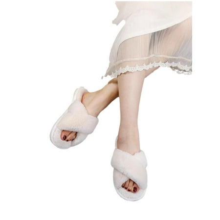

White Solid Fashionable Bedroom Slippers Shoes Women Home Slippers