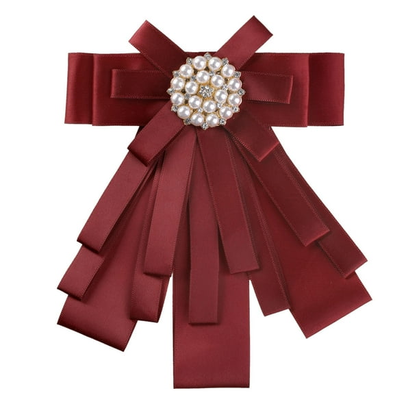 Corbata De Moño Pre-Atado Broche Color Sólido Nudo De Proa Para Mujer Rojo oscuro One Size