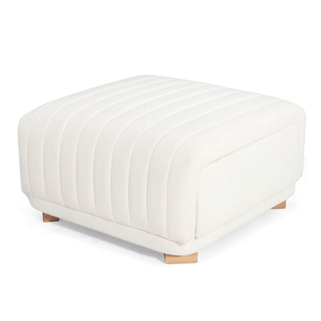 Christopher Knight Home Chenille Upholstered Storage Ottoman Channel Tufted Bench with 2 Drawers Beige