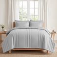 thumbnail image 3 of Dhole 5-Piece Bed in Bag - Twin Size Striped Comforter Sets, Pillowcases & Sheet Collection for Cozy Bedding Sets - Light Gray, 3 of 11