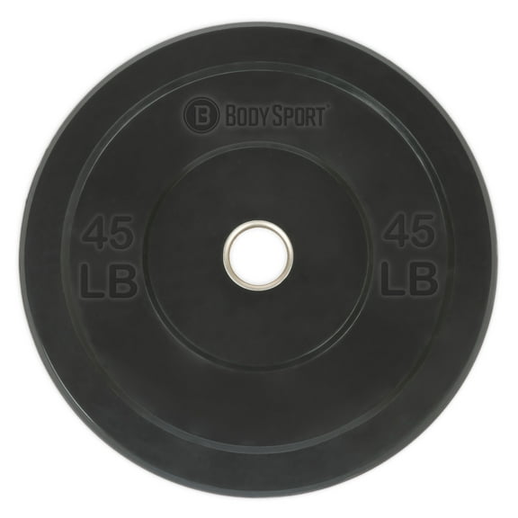 Body Sport Rubber Olympic Bumper Plates - Single Plate - 2-Inch Wide - 45 Pounds