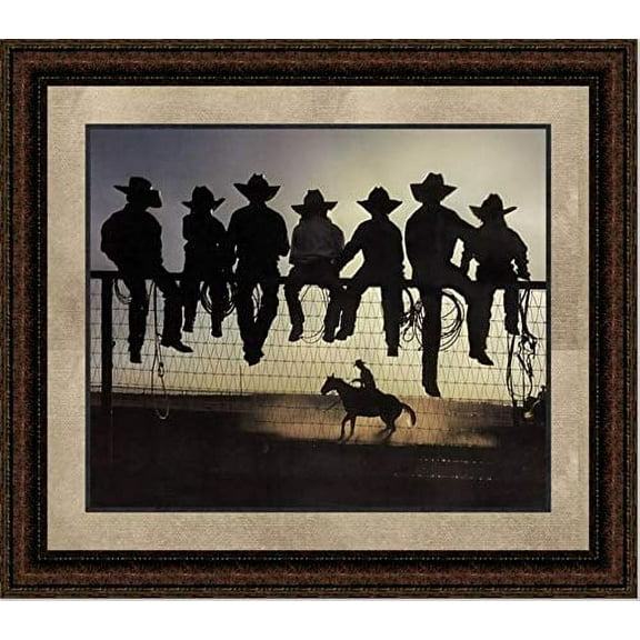 The Lesson | Framed Western Horse Art in Double Mat | 21L X 25W" Inches