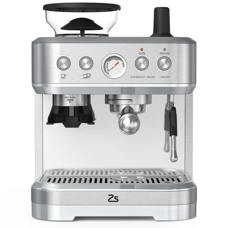 Espresso Machine with Built-in Grinder,Italian ULKA 15 Bar Espresso Machine - 85oz Water Tank, Dual PID Control, Milk Frother & Auto-Cleaning for Perfect Lattes and Cappuccinos