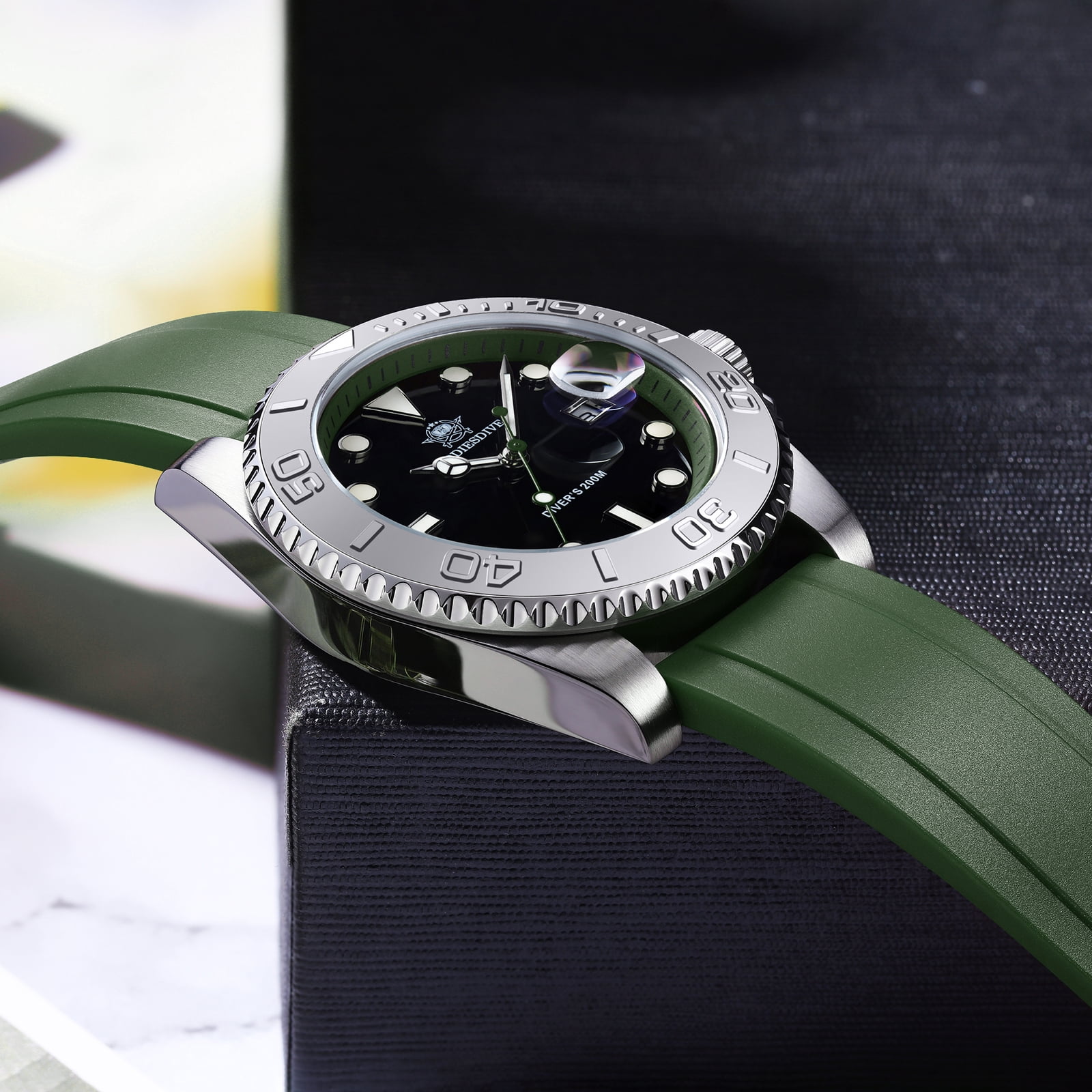 ADDIESDIVE Men's Dive Watch - 200M Water Resistant, Japanese Quartz Movement, Ceramic Bezel & Super Luminous Quartz Watches for Men