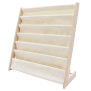 Miumaeov 6 Tiers Kids Book Rack Storage Bookshelf, 29.5x11.8x31.1inch Wooden Bookcase Children Book&Magazine Shelf Rack Organizer with 6 Canvas Shelves for Playroom and Children’s Room