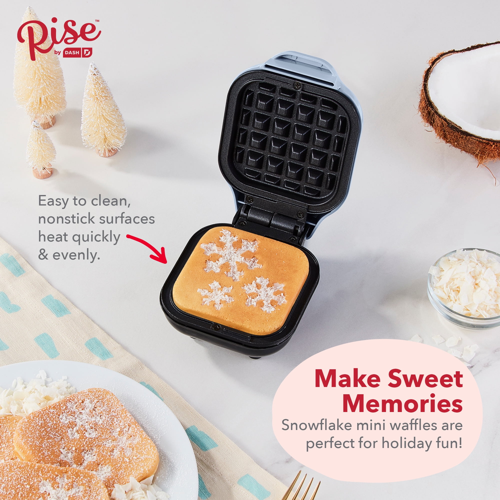 Dash Mini Waffle Maker, Printed Snowflake