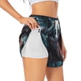 thumbnail image 1 of Balery Wave Chain Shark Pantalones cortos deportivos para mujer con forro y dos bolsillos, elásticos, para entrenamiento, gimnasio, yoga-Large, 1 of 7