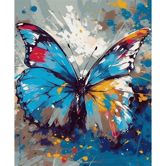 Paint by Numbers Kit for Adults -Colorful Butterfly- on Canvas with Brushes Acrylic Pigment DIY Oil Painting for Home Wall Decor (40x50cm/16x20 inch)-