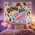 thumbnail image 2 of Down Dog Up Mood Cartoon Dogs in Yoga Poses, Cheerful Illustration Style for Dog Lovers, Dog Yoga Wall Art Birthday Gift, Tapestry Wall Hanging for Yoga Room and Dorm, 2 of 7