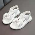 thumbnail image 2 of Pedort Toddler Girls Flat Sandals Girls Sandals Open Toe Cute Flower Soft Princess Flats Dress Sandals Strappy Summer Shoes White,31, 2 of 5