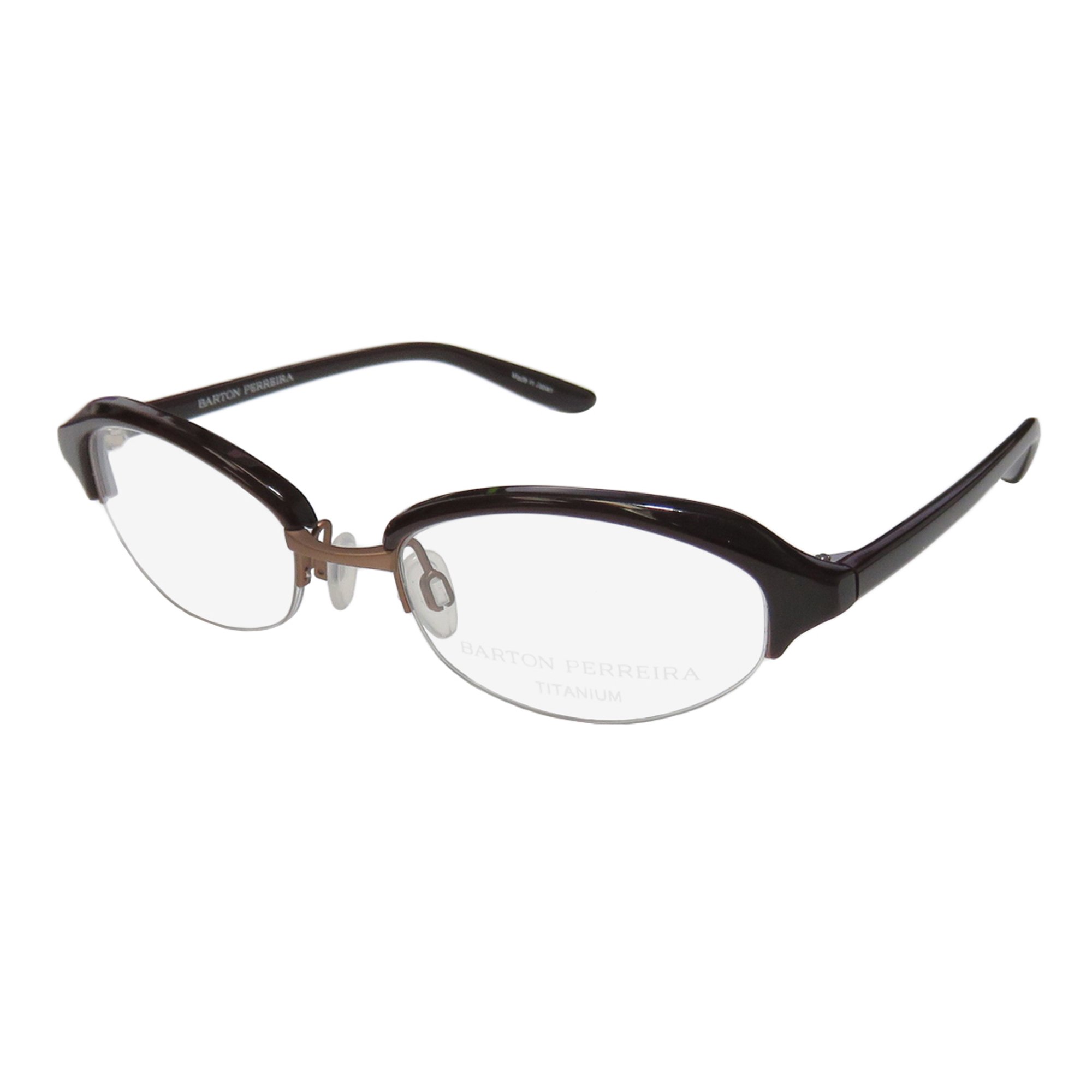 NEW BARTON PERREIRA SYLVIA WOMENS/LADIES DESIGNER HALF-RIM TITANIUM BROWN / ROSE GOLD GLAMOROUS HOT TITANIUM FRAME DEMO LENSES 49-18-135 EYEGLASSES/GLASSES