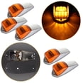 thumbnail image 2 of ECCPP Cab Marker Light 5 Pack 17LED Amber Chrome Cab Marker Clearance Roof Running Top Light Amber Covers for Truck Trailer for Peterbilt for Kenworth for Freightliner for Volvo Mack, 2 of 4
