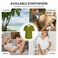 thumbnail image 2 of Yiaed Olive Print Women's T Shirt V-Neck Short Sleeve Shirt Casual Breathable Tee Summer Tops-Small, 2 of 5