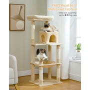 PAWZ Road Cat Tree 56 Sisal Scratching Posts Tower with Large Perch Hammock for All Indoor Cats,Upgrade Beige