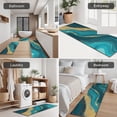 thumbnail image 5 of Teal Gold Wave Marble Pattern Kitchen Rugs Sets Of 3,Kitchen Runner Rugs Non Skid Washable,Decorative Kitchen Floor Mats for Kitchen,Sink,Laundry,17"x30"+ 17"x47" + 17"x59", 5 of 6