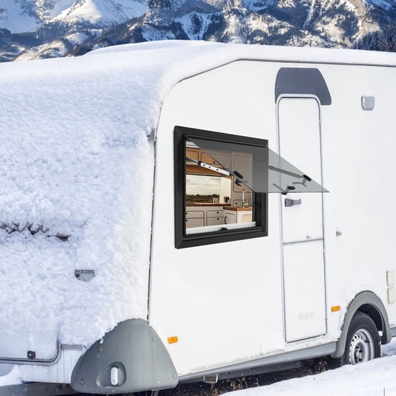 RV Push Out Window 23.6"x17.7" Opening Black Aluminum Alloy Frame with 4mm Tempered Glass for RV, Trailer