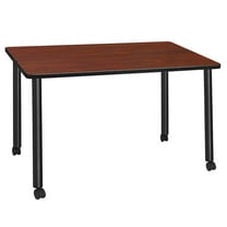 48" x 24" Kee Mobile Training Wood Table- Cherry/ Black