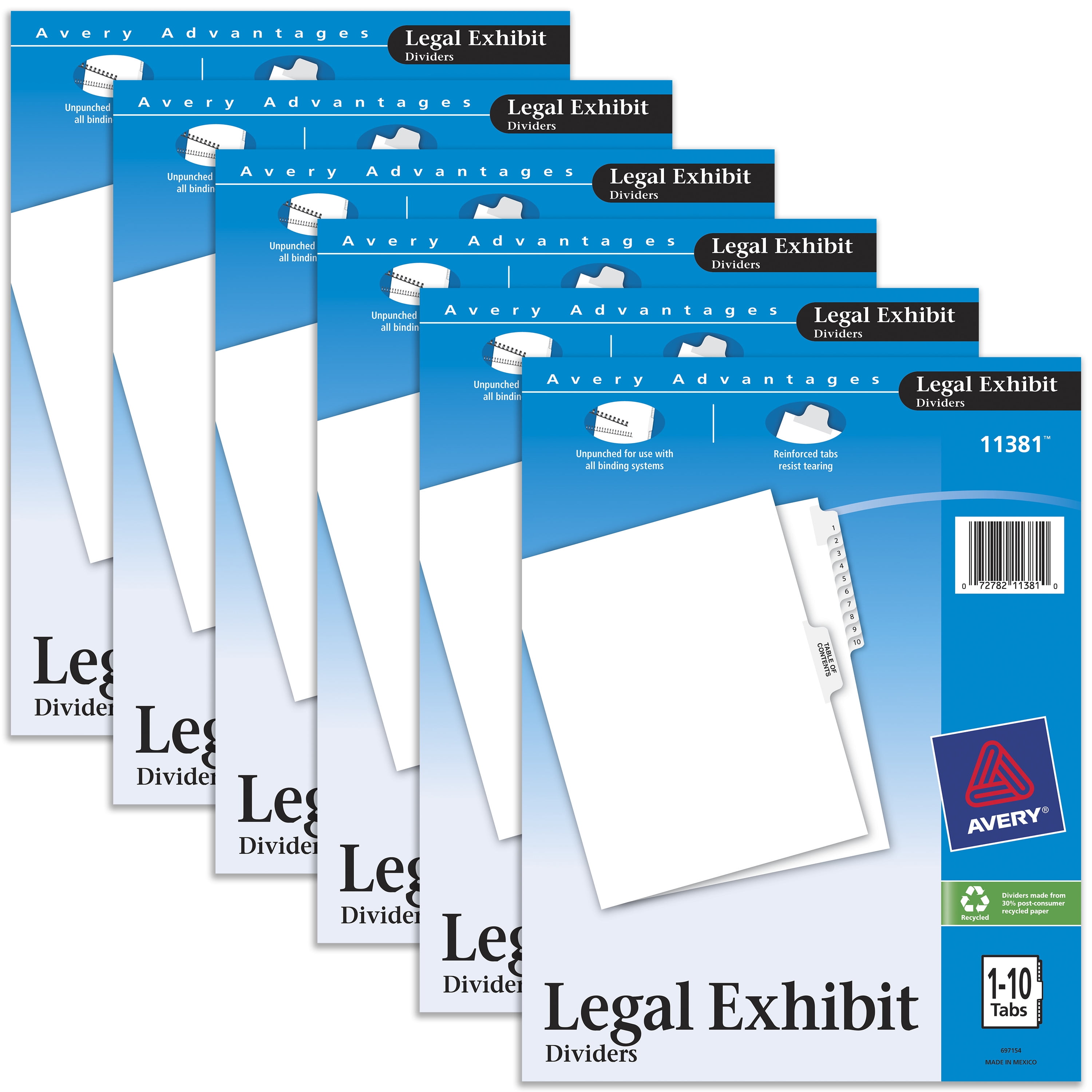 Avery Legal Exhibit Binder Dividers, Preprinted 110 and Table of