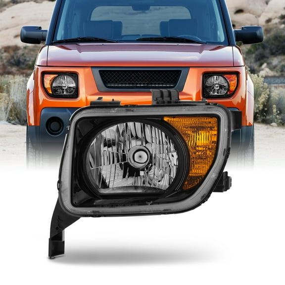 AKKON - Fit 2007-2008 Honda Element 07-08 OE Style Halogen Headlight Headlamp Black Housing Driver Left Side Replacement Direct Fit Assembly