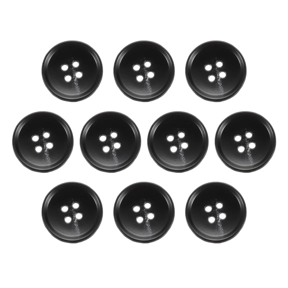 Uxcell 10pcs Resin Sewing Button, 20mm 5/8-inch 4 Holes Round Buttons for Coat, Men's Suit, Clothes Garment, 4#Black