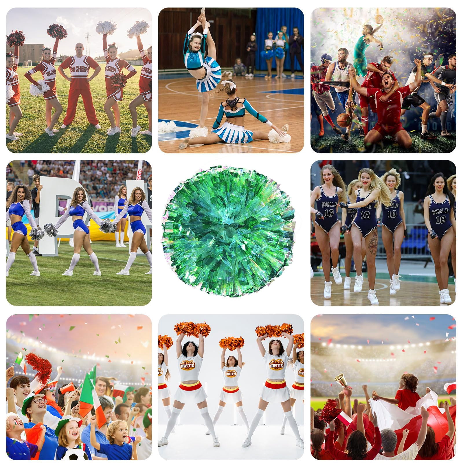 22 Pcs pom poms Cheer,pom poms Cheerleading with Finger Holes Cheer Pom Pomsfor Dance, Matches