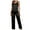 Black, variant on Cmfcve Women's Satin Pajamas Set V-Neck Lace Patchwork Striped Sleepwear Sets Casual Sleeveless Cami Top and Long Pants Homewear Lounge Set