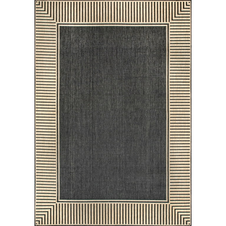 Asao Bordered Gold/Black Indoor/Outdoor Area Rug Wade Logan Pattern: Geometric, Rug Size: Rectangle 8' x 10