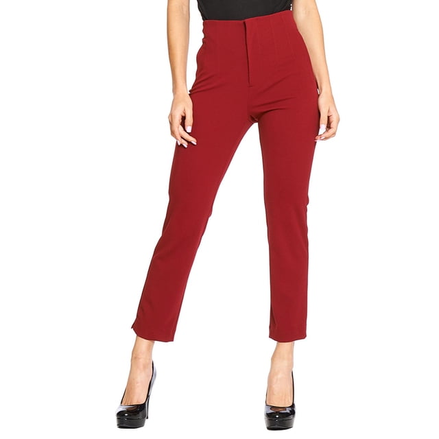 Pantalón Mujer Moda Casual Formal Cintura Alta Cómodo Vino vino CH Incógnita 550379