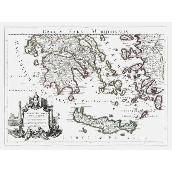 Historic Map - Ancient Greece - De L'isle 1731 - 30.81 x 23 - Vintage Wall Art