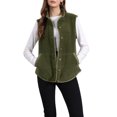 thumbnail image 1 of INSPIRE CHIC Chaleco de Forro Polar para Mujeres con Bolsillos, Botones, Sin Mangas, Moda Otoño Invierno 2024, Chaleco Peludo, Verde Oliva, 1 of 6