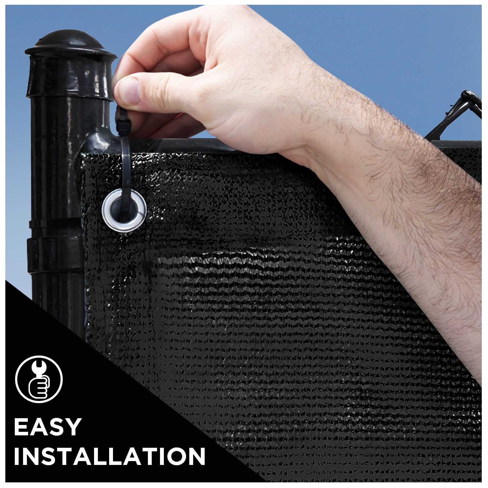 BOEN Privacy Fence Screen Netting, 6 ft x 100 ft, Black, Reinforced Grommets, Commercial Fence Cover