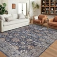 thumbnail image 2 of Garvee 9'x12' Vintage Area Rugs, Machine Washable Indoor Rug Non-Slip Carpets for Living Room Bedroom Dining Room Farmhouse, Low Pile Traditional Distressed Rugs, Dark Blue, 2 of 9