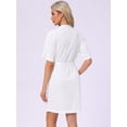 thumbnail image 4 of DARING DIVA Bathrobe Waffle Terry Shawl Collar Tie Short Sleeve S White, 4 of 7