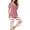 Pink, variant on Hrsba Sleepwear Set for Women, Striped Print Crew Neck Button Front Pants Short Sleeve Comfortable Loose Pajama Set