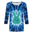 thumbnail image 4 of Cavosen Happy Easter Dressy Tops for Women 3/4 Sleeve Summer Plus Size Bunny Tie Dye Print Pullover Blouse Round Neck Festival Shirts Vacation Holiday T Shirts Loose Tees 4XL, 4 of 5
