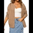thumbnail image 2 of Suéteres de Larga con Cuello Redondo y Botones para Mujer, Cárdigan Abierto de Otoño 2025 Caqui M, 2 of 10