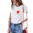 thumbnail image 2 of hirigin Women's T-Shirt Heart/Letter Print Design Short Sleeve Round Neck Summer Breathable Simple Street Tops, 2 of 9
