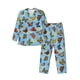 thumbnail image 1 of Fotbe Multicolored Butterflies Pijama de Hombre con Estampado de Manga Larga, Conjunto de 2 Piezas, Ropa de Dormir Suave y Cómoda con Bolsillos-Large, 1 of 7