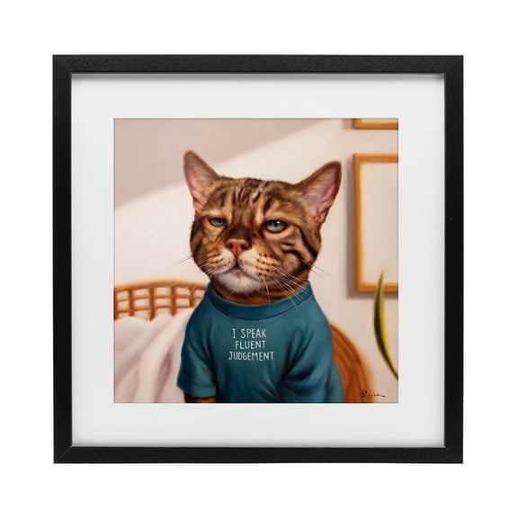 Stupell Industries Traditional Cattitude Speak Fluent Judgement Black Framed Print Under Glass, 13 x 13, by Lucia Heffernan