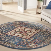 Nourison Revel Farmhouse Persian Blue Ivory 6' x ROUND Area Rug, (6' Round)