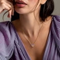 thumbnail image 3 of Suplight Women Bow Necklace 316L Stainless Steel Bowknot Birthstone Necklace Valentine's Day Gift, 3 of 8