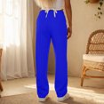 thumbnail image 4 of Wide Leg Sweatpants Women 2026 Fall Clothes Stretchy Baggy Wide Leg Streetwear Casual Lounge Travel Track Pants Royal Blue XL, 4 of 5