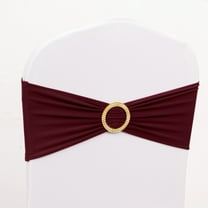 BalsaCircle 5 Spandex Burgundy 5x14" Stretchable Chair Sashes with Gold Rhinestone Buckles Party Decorations